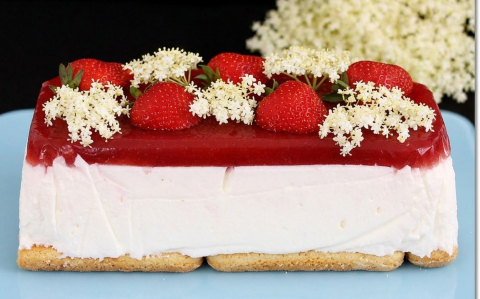 Bodzás-epres panna cotta