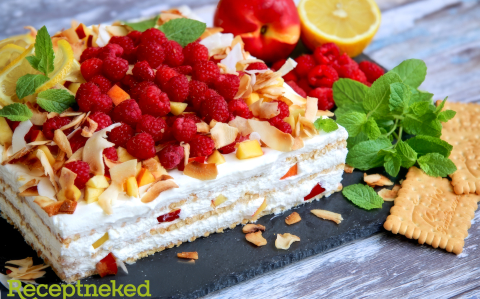 Sütés nélküli sajttorta nektarinnal recept fotóval Sütés nélküli sajttorta nektarinnal