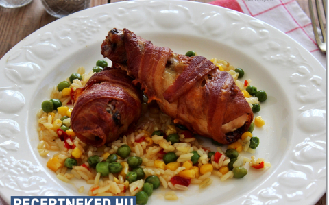 Bacon alatt sült csirkecomb recept fotóval Bacon alatt sült csirkecomb