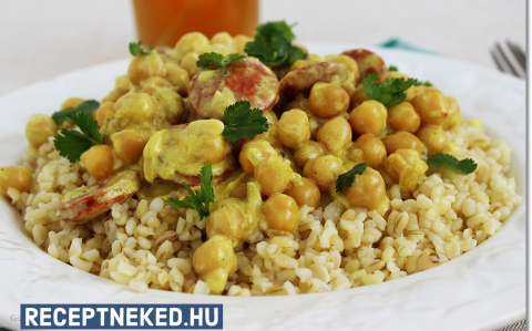 Currys csicseriborsó bulgurral recept fotóval Currys csicseriborsó bulgurral
