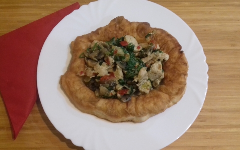 Lángos zöldséges pulykaraguval recept fotóval Lángos zöldséges pulykaraguval