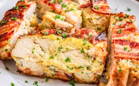 Pulykamell szalonna köntösben