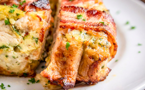 Pulykamell szalonna köntösben