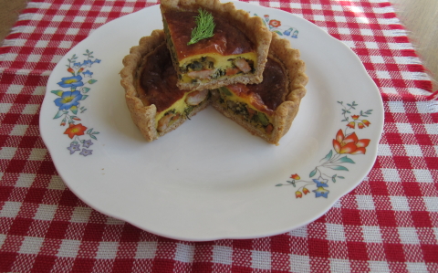 Zöldborsós-garnélarákos kosárkák recept fotóval Zöldborsós-garnélarákos kosárkák