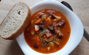 Bableves füstölt tarjával recept fotóval Bableves füstölt tarjával