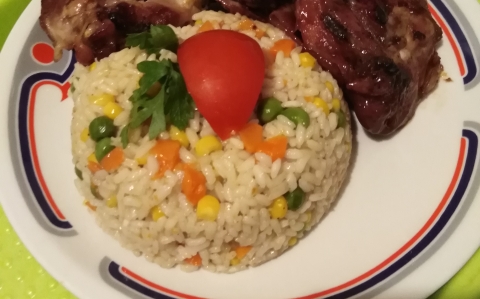 Mézes mustáros csirkecomb, mexikói rizs recept fotóval Mézes mustáros csirkecomb, mexikói rizs