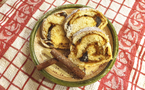 Sütőtökös,aszalt szilvás koszorú recept fotóval Sütőtökös,aszalt szilvás koszorú