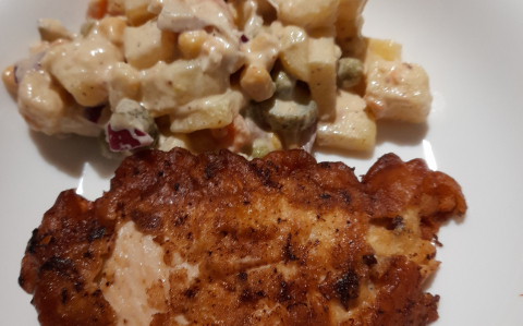 Csirkemell joghurtos-fokhagymás bundában recept fotóval Csirkemell joghurtos-fokhagymás bundában