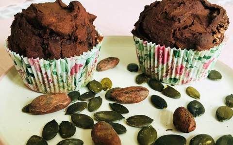 Kakaóbabos, tökmagos gluténmentes muffin