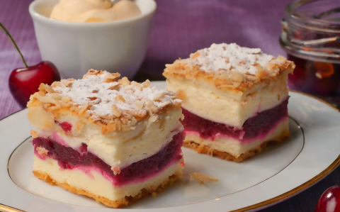 Meggyes krémes sütemény recept fotóval Meggyes krémes sütemény
