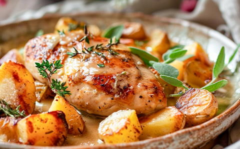 Szaftos csirkemell sült burgonyával recept fotóval Szaftos csirkemell sült burgonyával