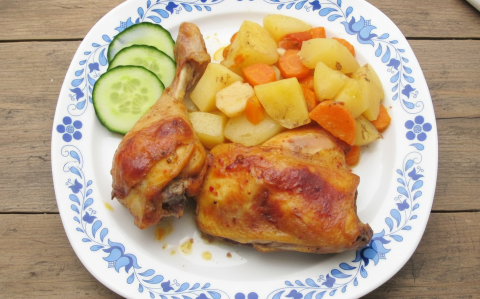Pikáns tepsis csirkecombok recept fotóval Pikáns tepsis csirkecombok
