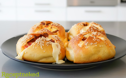 Sajttal töltött kolbászos zsemle