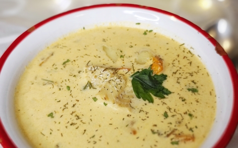 Kapros tőkehalleves