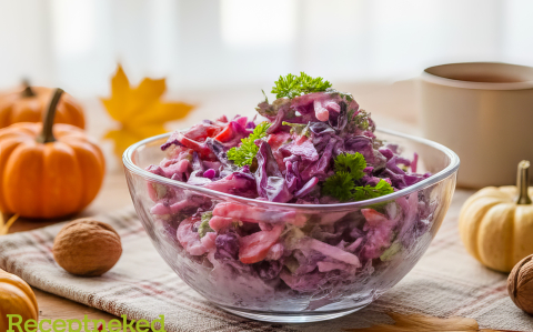 Lilakáposzta saláta almával, paprikával