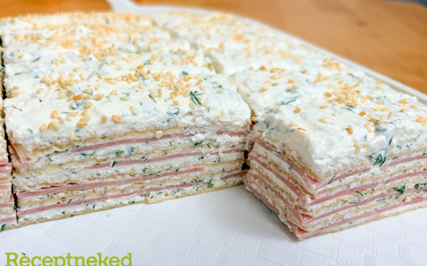 Túrós-sonkás ostyatorta