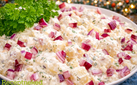 Lilahagymás, kapros krumplisaláta